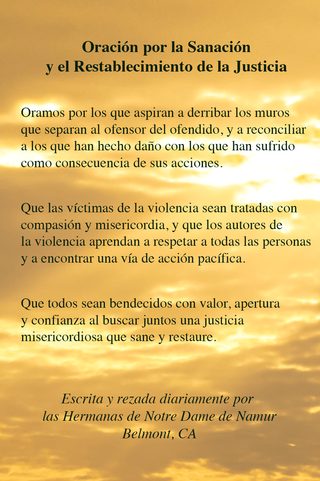 Prayer for Healing Spanish