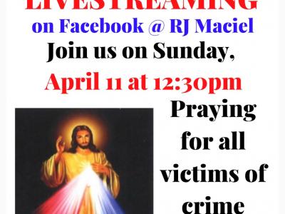Divine Mercy Prayer Service on April 11 at 12:30 PM